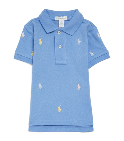 Shop Ralph Lauren Cotton Polo Shirt (3-24 Months) In Blue