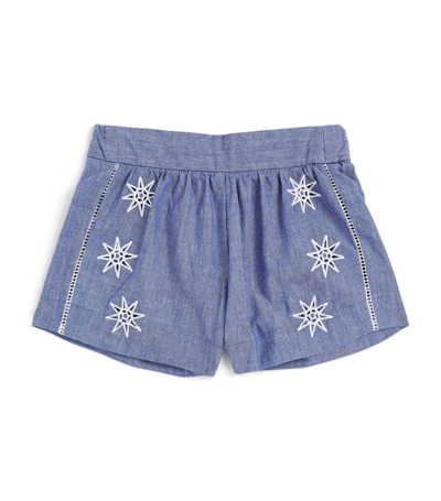 Shop Chloé Chambray Shorts (6-18 Months) In Blue