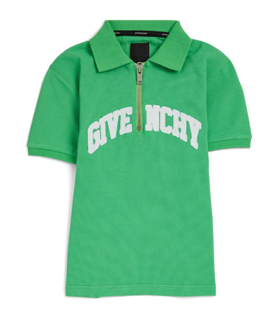 Shop Givenchy Kids Cotton Half-zip Polo Shirt (4-12+ Years) In Green