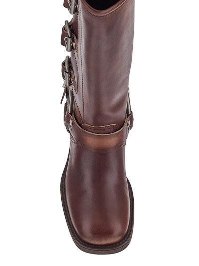 Shop Miu Miu Leather Boots In Brown