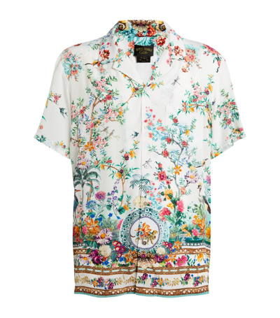 Shop Camilla Modal Floral Short-sleeve Shirt In White