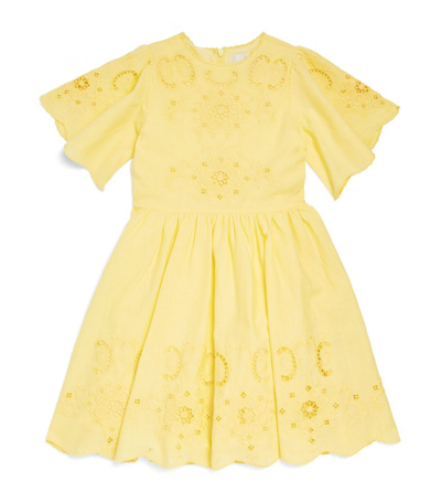 Shop Petite Amalie Cotton Embroidered Dress (3-12 Years) In Yellow