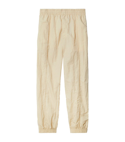 Shop Burberry Crinkled Wide-leg Track Trousers In Neutrals