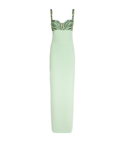 Shop Safiyaa Beaded Sophie Gown In Green