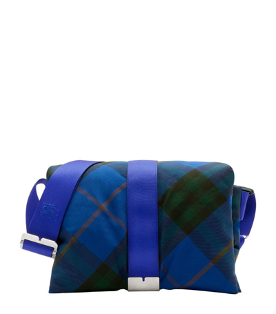 Shop Burberry Check Pillow Cross-body Bag In Blue