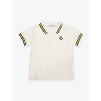 Shop Moncler Bright Green Contrast-stripe Short-sleeve Stretch-cotton Polo Shirt 6-36 Months