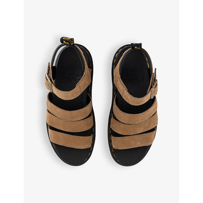 Shop Dr. Martens' Blaire -strap Flat Suede Sandals In Savannah Tan
