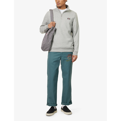 Shop Dickies Men's Grey Melange Oakport Quarter-zip Cotton-blend Sweatshirt