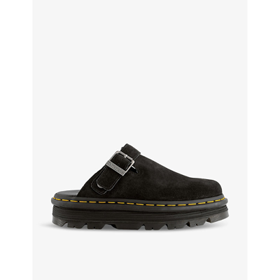 Shop Dr. Martens' Dr. Martens Women's Black Suede Zebzag Platform Suede Mules