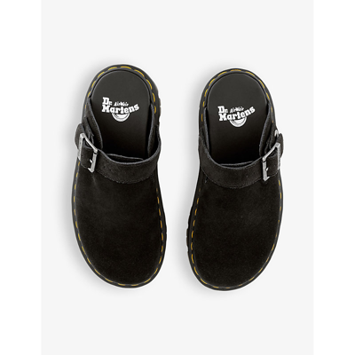 Dr. Martens' Black Zebzag Suede Slingback Platform Mules In Black Suede