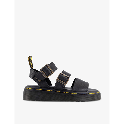 Shop Dr. Martens' Gryphon Quad Strap-embellished Platform Leather Sandals In Black Pisa