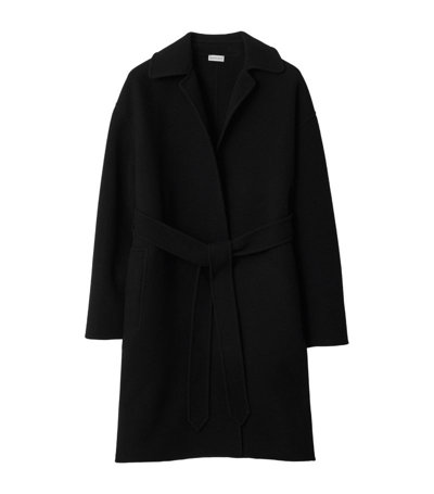 Shop Burberry Cashmere Belted Coat In Black