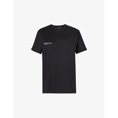 Shop Pangaia Text-print Organic-cotton-and Seaweed-blend T-shirt In Black