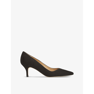 Shop Lk Bennett Women's Bla-black Farah Asymmetric Heeled Suede Court Shoes