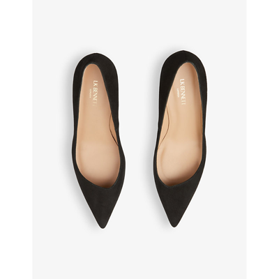 Shop Lk Bennett Women's Bla-black Farah Asymmetric Heeled Suede Court Shoes