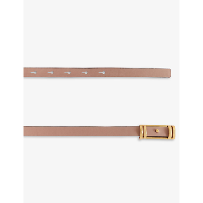 Shop Reiss Lara Adjustable-buckle Leather Belt In Nude