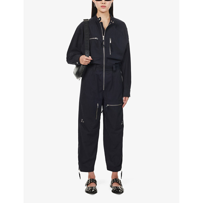 Shop Isabel Marant Étoile Isabel Marant Etoile Women's Faded Black Karly Zipped Relaxed-fit Cotton Jumpsuit