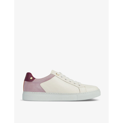 Shop Lk Bennett Women's Mul-white Signature Stud-embellished Leather Low-top Trainers