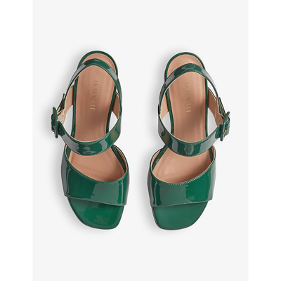 Shop Lk Bennett Women's Gre-evergreen Rae Block-heel Patent-leather Sandals