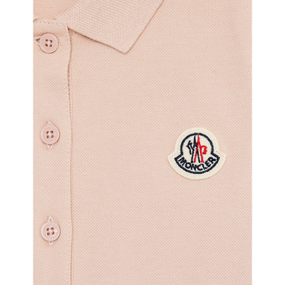 Shop Moncler Brand-patch Short-sleeve Stretch-cotton Dress 4-12 Years In Pastel Pink