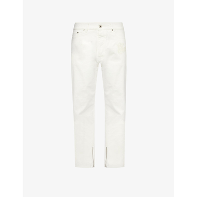 Shop Off-white C/o Virgil Abloh Men's Raw White 90s Logo Skate Straight-leg Mid-rise Stretch-denim Jeans
