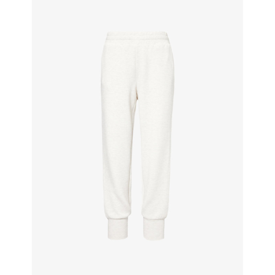 Shop Varley Women's Ivory Marl The Slim Cuff 27.5' Relaxed-fit Mid-rise Stretch-woven Jogging Bottoms