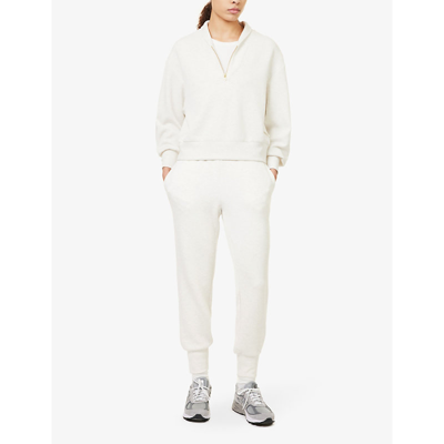 Shop Varley Women's Ivory Marl The Slim Cuff 27.5' Relaxed-fit Mid-rise Stretch-woven Jogging Bottoms