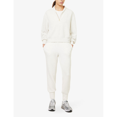 Varley Womens Ivory Marl The Slim Cuff 27.5' Relaxed-fit Mid-rise Stretch-woven Jogging Bottoms In Ivory Marl