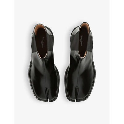 Shop Maison Margiela Men's Black Tabi Split-toe Leather Chelsea Boots