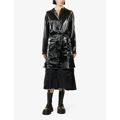 Shop Rains Womens Night Drawstring-hood Belted-waist Shell Coat