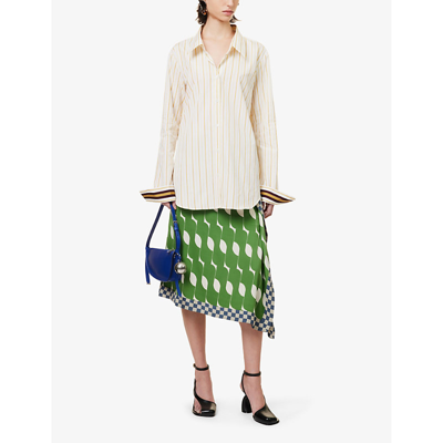 Shop Dries Van Noten Striped Dropped-shoulder Relaxed-fit Cotton Shirt In Yellow