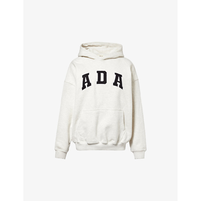 Shop Adanola Logo-embroidered Relaxed-fit Cotton-jersey Hoody In Light Grey Melange