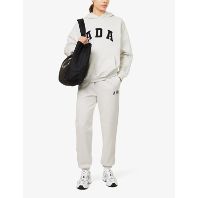 Shop Adanola Logo-embroidered Relaxed-fit Cotton-jersey Hoody In Light Grey Melange