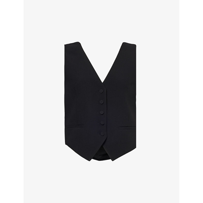 Shop Nina Ricci Women's Black V-neck Open-back Woven Vest