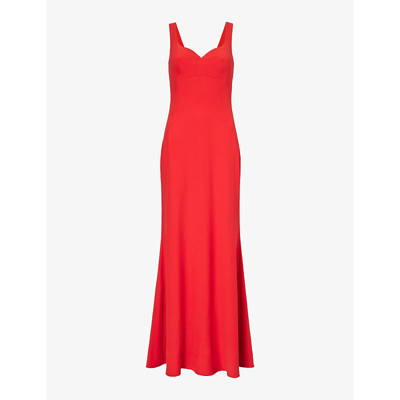 Shop Alexander Mcqueen Women's Lust Red Sweetheart-neck Corseted Woven Maxi Dress