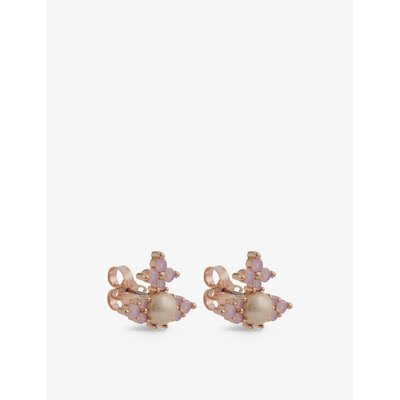 Shop Vivienne Westwood Jewellery Womens Pink Gold/milky Pink Feodora Brass And Faux-pearl Earrings
