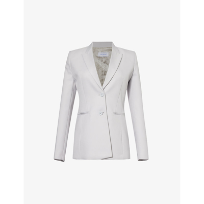 Shop Off-white C/o Virgil Abloh Womens Artic Ice Corporate Tech Brand-print Single-breasted Woven Blazer