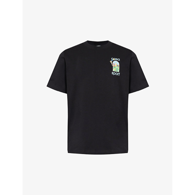 Shop Casablanca Le Jeu Coloré Graphic-print Organic Cotton-jersey T-shirt In Black
