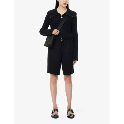 Shop House Of Sunny Peggy Ribbed Knitted Cardigan In Onyx