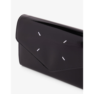 Shop Maison Margiela Womens Black Envelope Brand-stitch Leather Wallet-on-chain