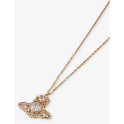 Shop Vivienne Westwood Jewellery Womens Gold / White Cz Norabelle Brass And Cubic Zirconia Necklace