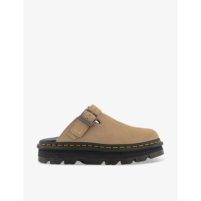 Shop Dr. Martens' Dr. Martens Women's Savannah Tan Zebzag Platform Suede Mules