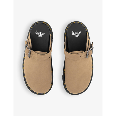 Dr. Martens' Dr. Martens Womens Savannah Tan Laketen Buckled Suede Platform Mules In Savannah Tan