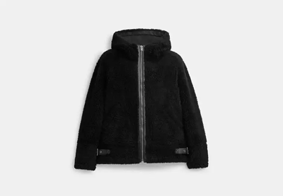 Shop Coach Outlet Reversible Shearling Jacket In Black