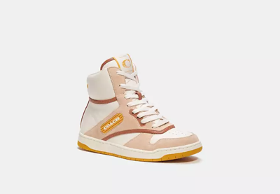Shop Coach Outlet High Top Sneaker In Brown/white