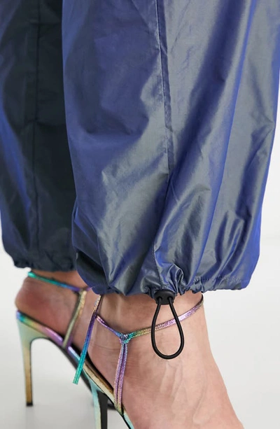 Asos Design Curve Oversize Parachute Pants In Medium Blue