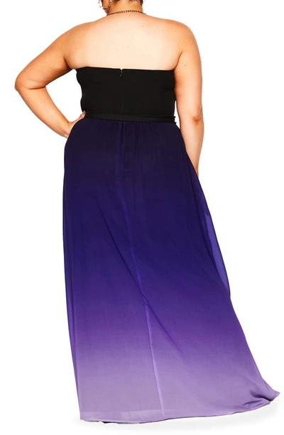 City Chic Lust Ombré Belted Maxi Dress In Purple
