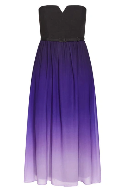 Shop City Chic Lust Ombré Belted Maxi Dress In Violet