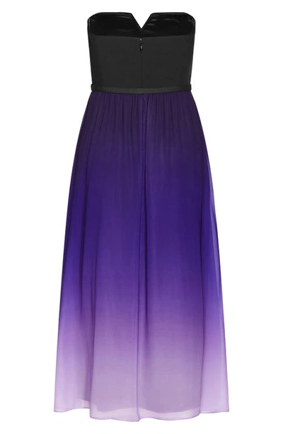 City Chic Lust Ombré Belted Maxi Dress In Purple