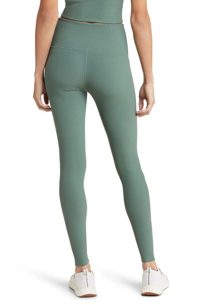 Zella Luxe Rib High Waist Leggings In Green Duck